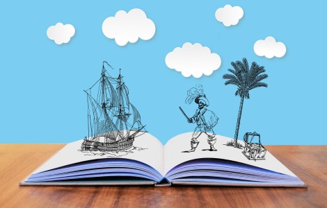 Insel mit Seräuber auf einem Buch