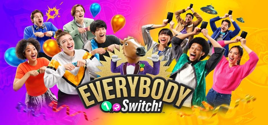 Schriftzug Everybody 1-2-Switch  mit vielen Menschen