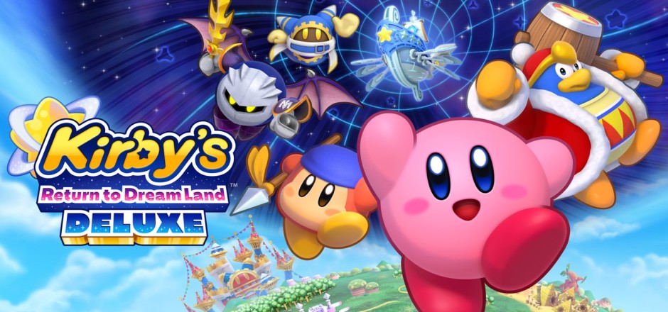Comicfiguren mit dem Schriftzug Kirby’s Return to Dream Land Deluxe 
