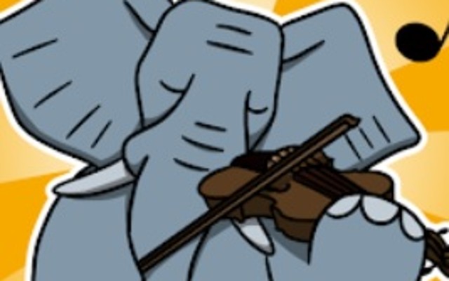 Comicbild Elefant mit Geige