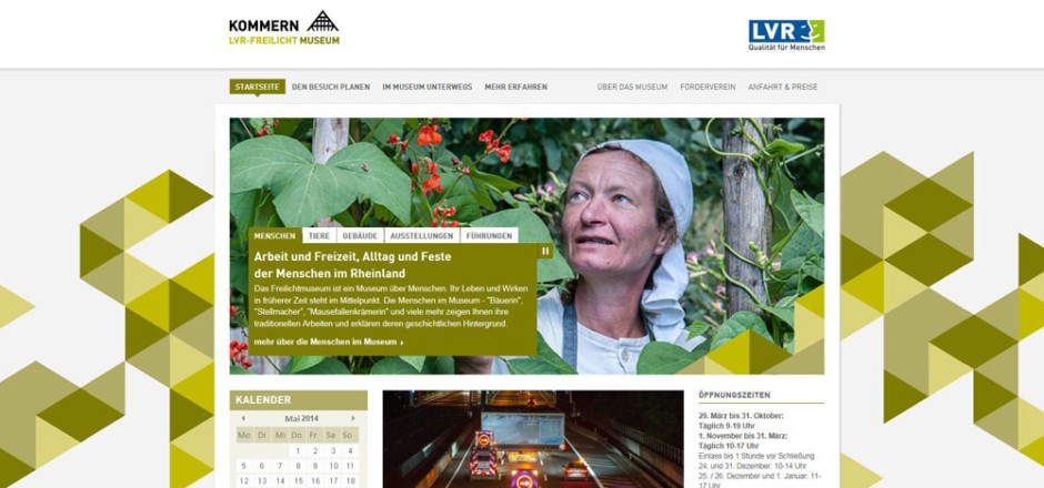 Screenshot der Webpräsenz LVR-Freilichtmuseum Kommern