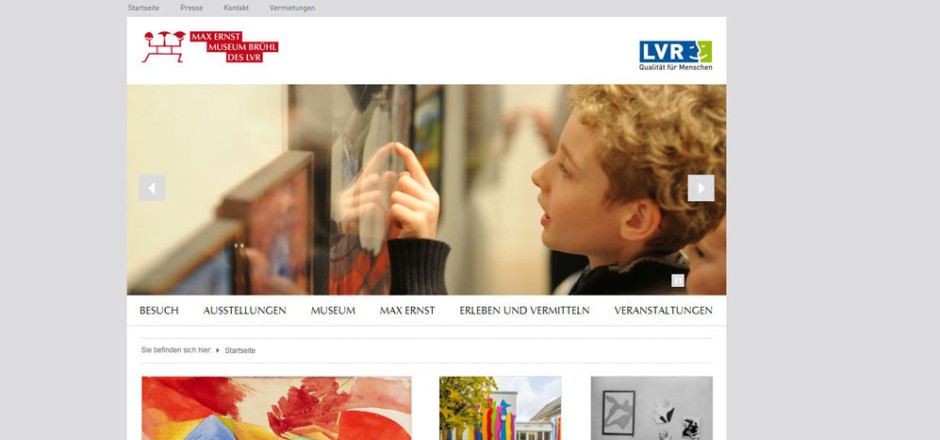 Screenshot der Webpräsenz Max Ernst Museum Brühl des LVR