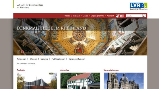 Screenshot der Webpräsenz Denkmalpflege