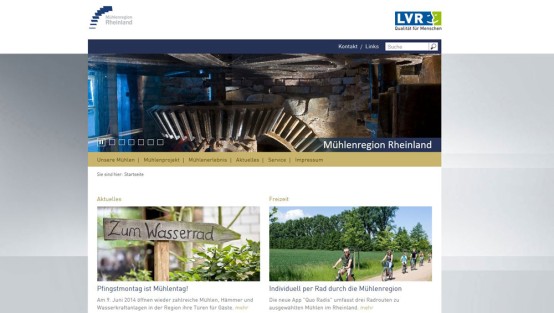 Screenshot der Webpräsenz Mühlenregion Rheinland