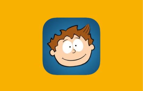 Eine Zeichnung von einem Kind mit braunen Haaren vor einem blauen Hintergrund. Das Kind lächelt leicht und schaut einen an.